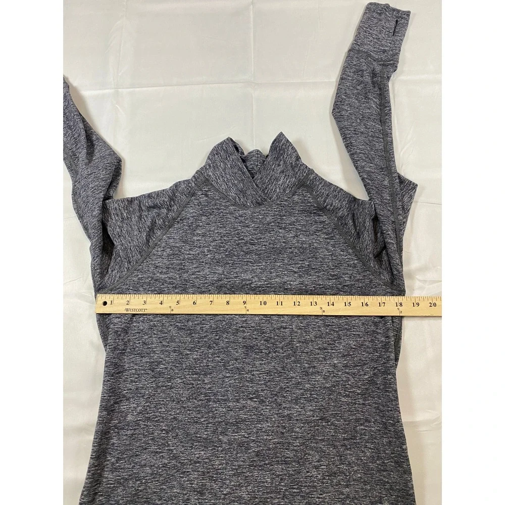 Lululemon Grey Space Dye‎ Mock Neck Long Sleeve Peplum Back Thumbhole Top Size 8